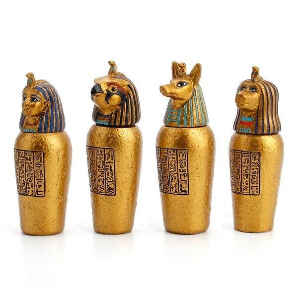 3.54 inches H Multicolor Four Egyptian Canopic Jars (Imsety
