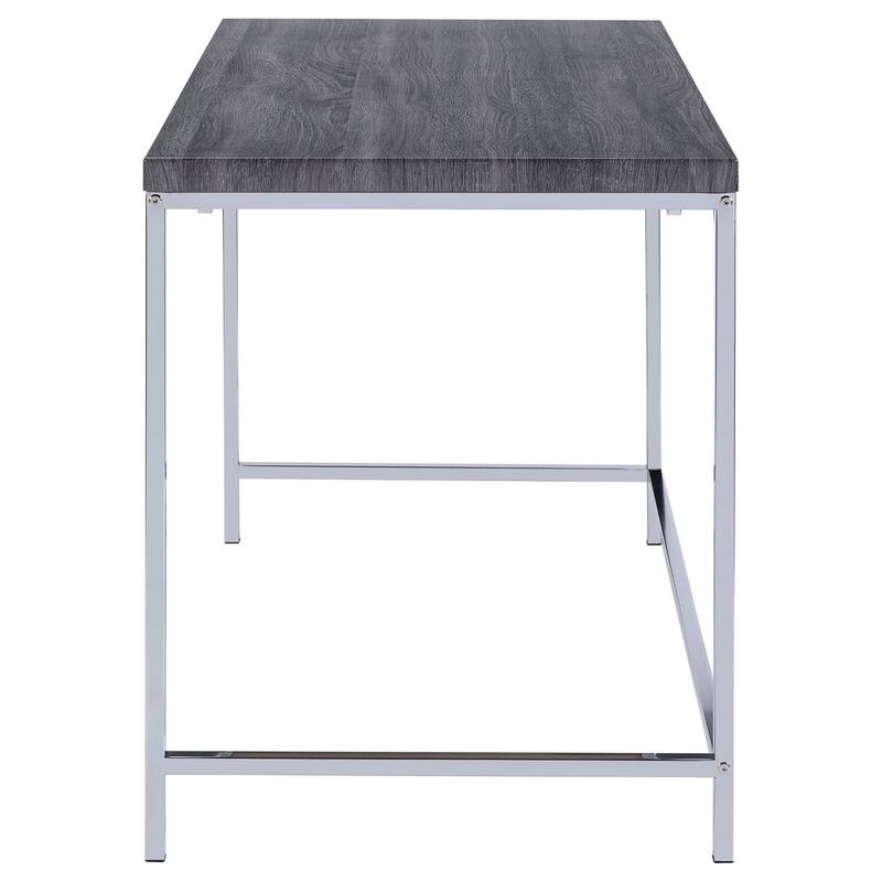 Contemporary Writing Desk with Weathered Gray Finish, Compact Design, and Convenient Open Storage for Small Spaces