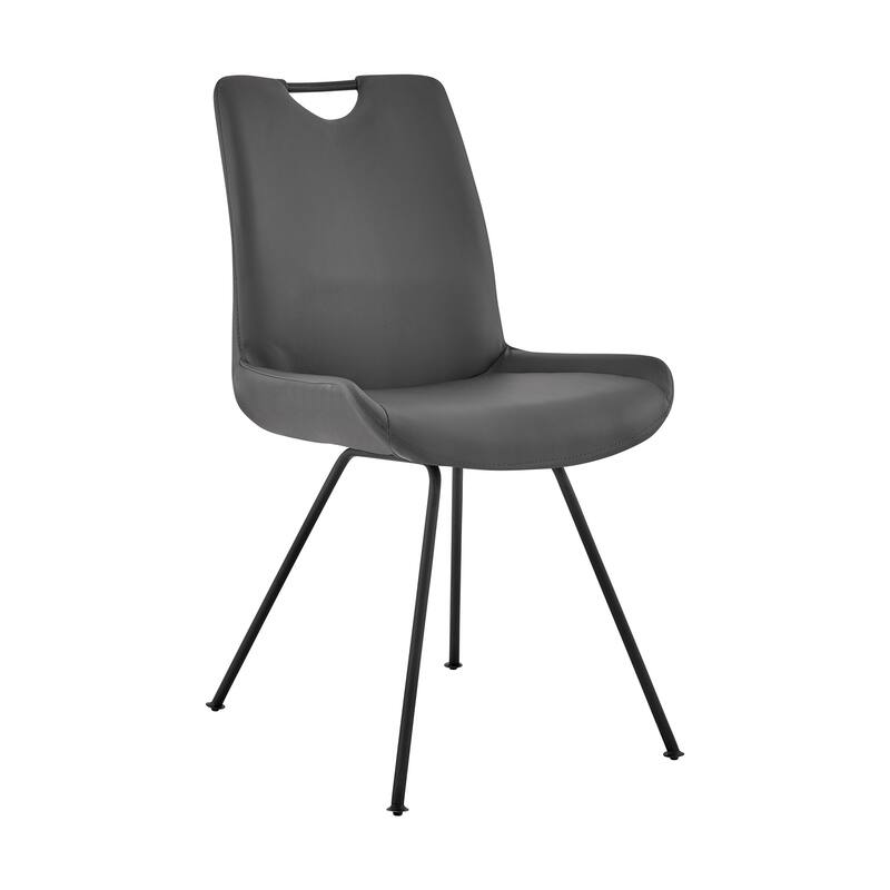 Contemporary Dining Chair in Gray Powder Coated Finish and Gray Faux Leather - Set of 2