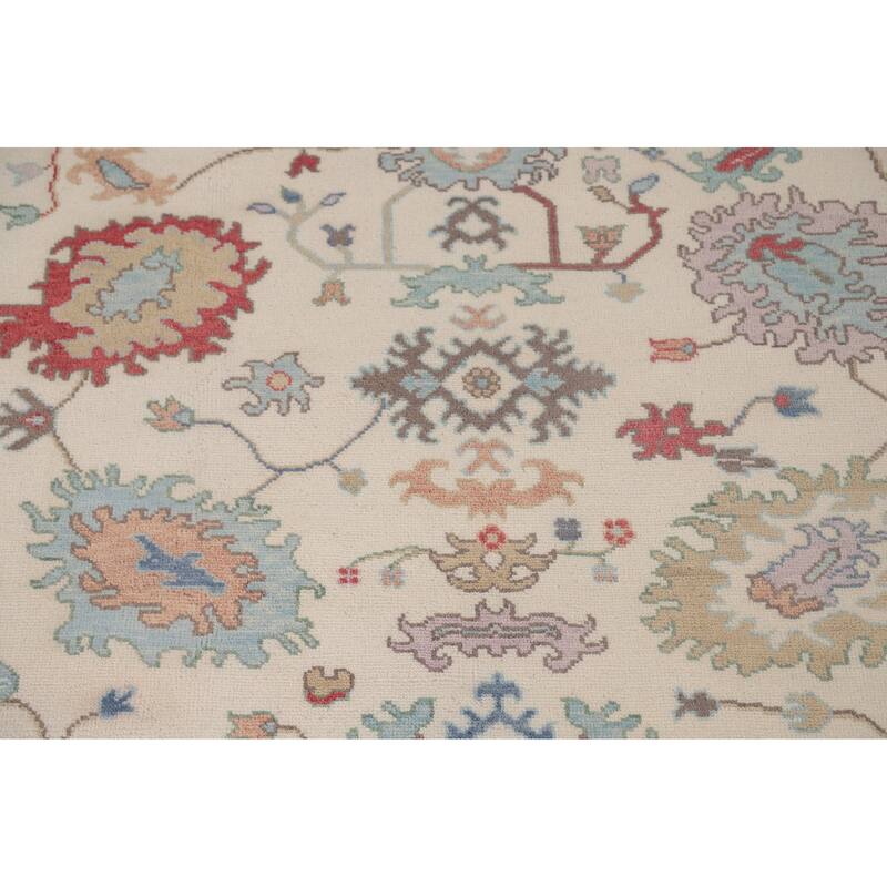 Floral Oushak Area Rug Hand-Knotted Wool Carpet - 8'0"x 9'8"