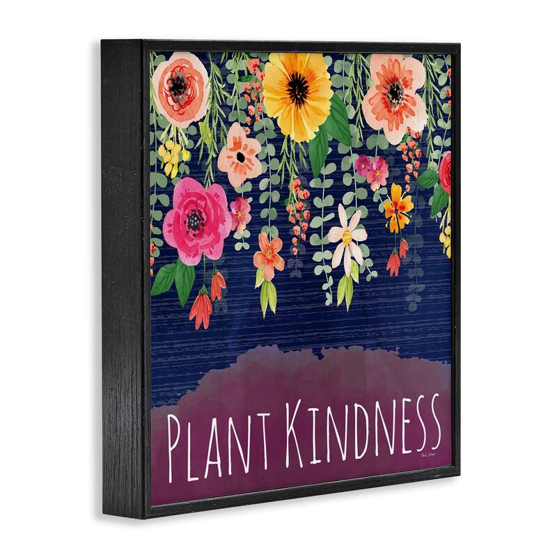 Stupell Plant Kindness with Florals Framed Giclee Art Design By Nicole DeCamp