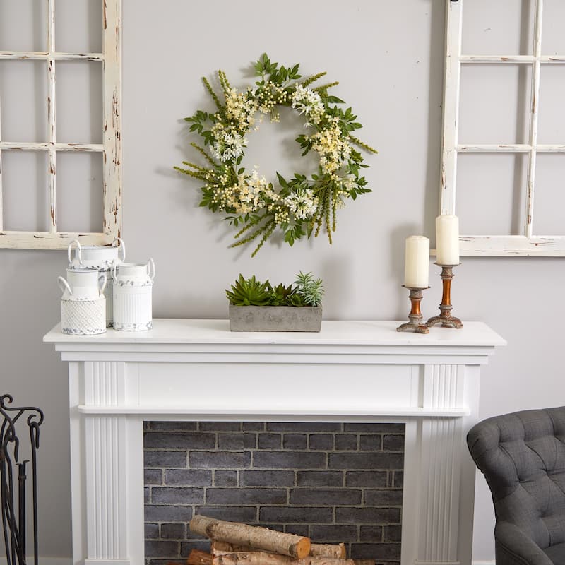 Succulent Garden Decor - Antique Style Planter with Live Plants - Home Office Shelf Decor - 0.54ft.