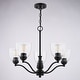 preview thumbnail 10 of 10, Bellwood 5-Light Traditional Chandelier, Glass Shade, Pendant Fixture for Dining Table Kitchen Entryway Bedroom Island