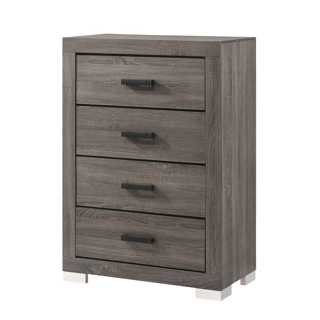 Advanced Elegant Oak-Gray Suave Chest with 4 Spacious Drawers