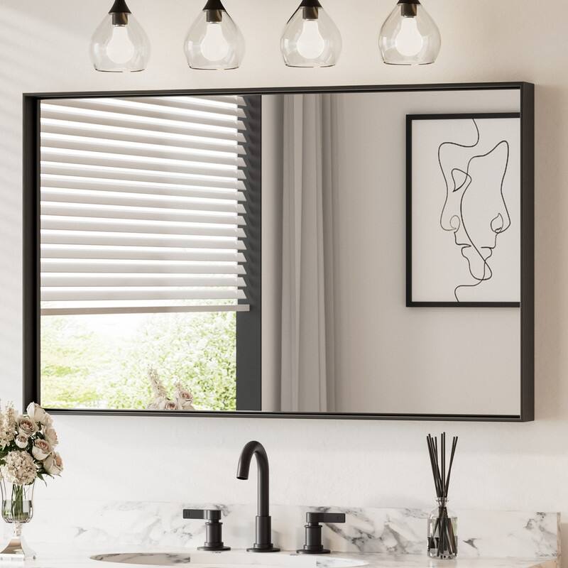 Keonjinn Aluminum Framed Wall Mount Bathroom Vanity Mirror