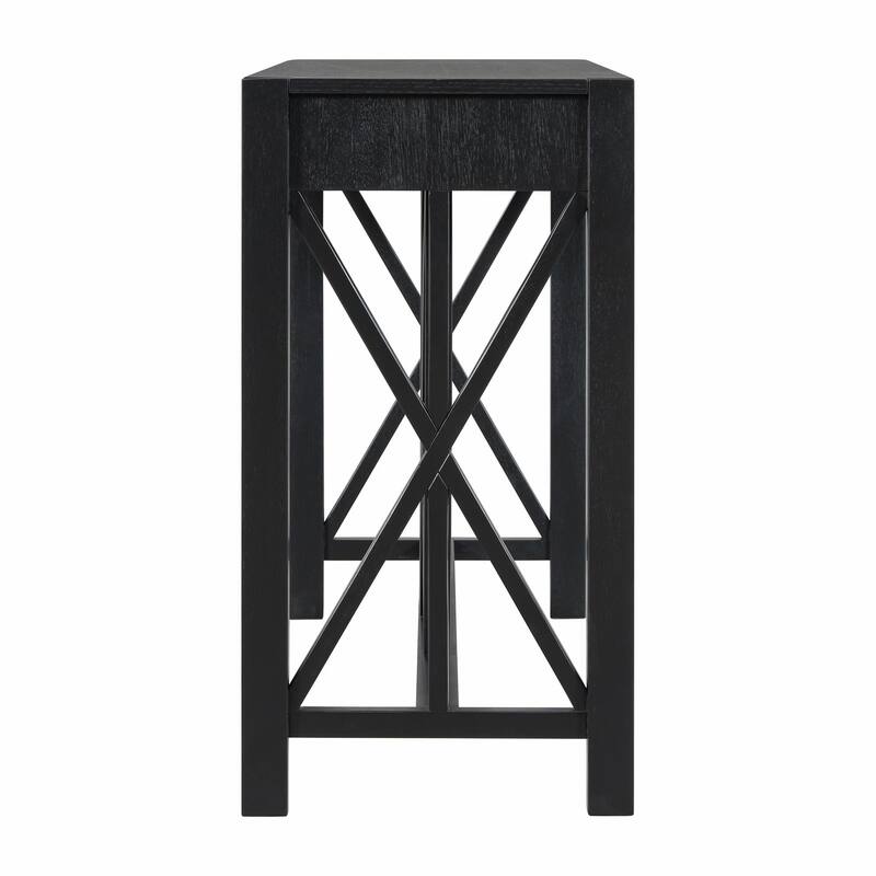 60" Acacia Veneer Console Table with 4 Spacious Drawers
