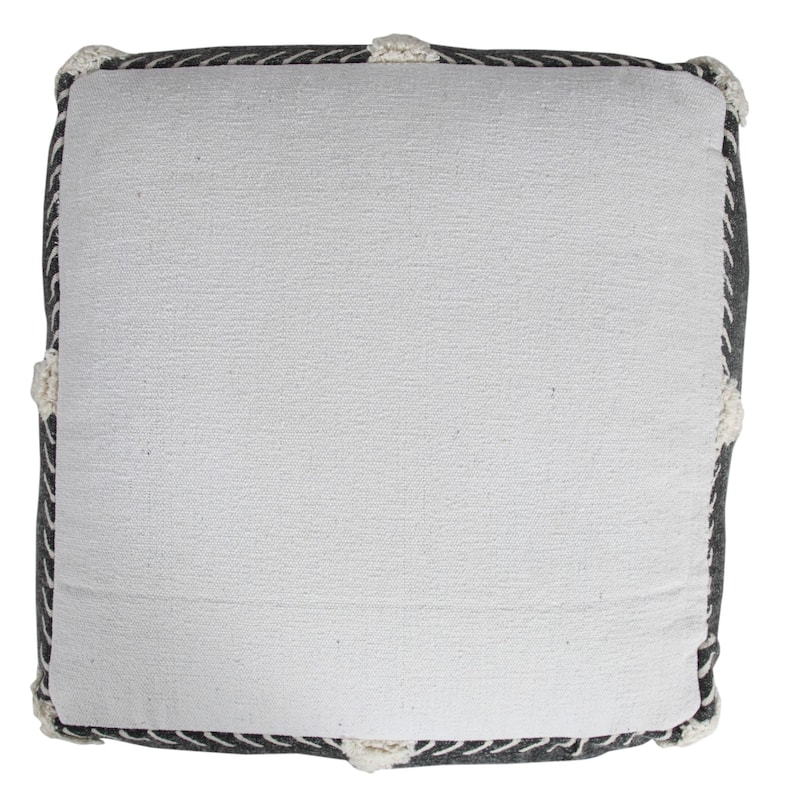 18" Black and White Diamond Dash Square Pouf Ottoman