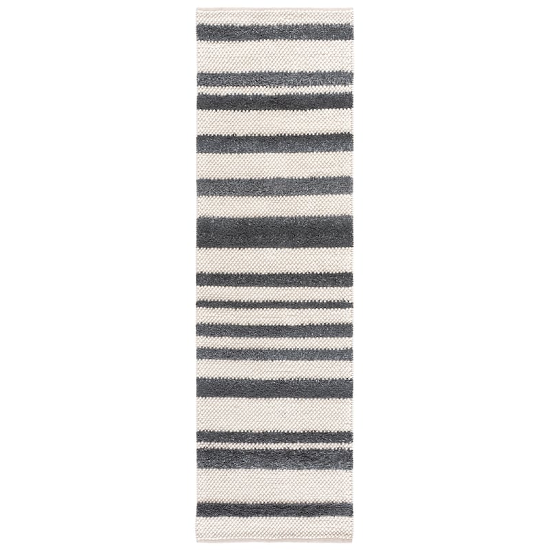 SAFAVIEH Handmade Natura Morane Wool Rug - 2'3" x 8' Runner - Dark Grey/Ivory