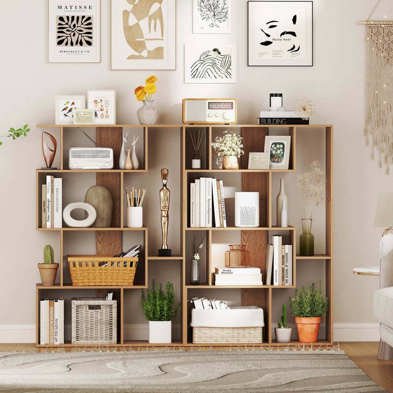 Costway 47" Open-back Geometric Bookshelf Home 6-Cube Large Bookcase - See Details