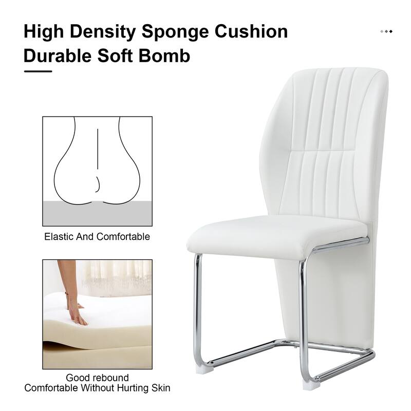 Set of 4 modern minimalist dining chairs in PU material