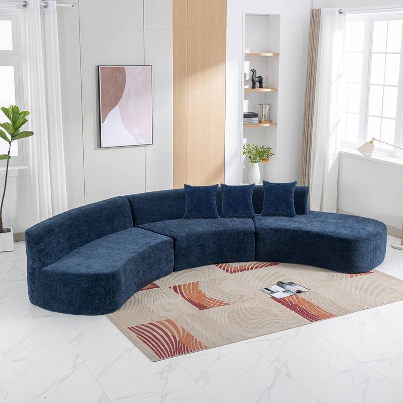 Curved Sofa Sectional Sofa with Three Throw Pillows