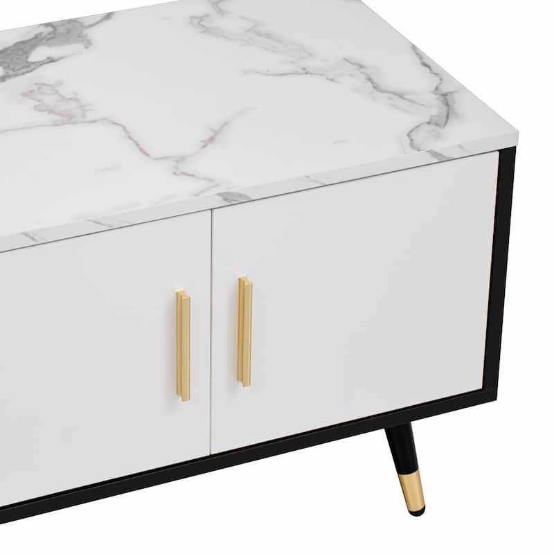 TV Stand with 2 Cabinets and Open Compartment
