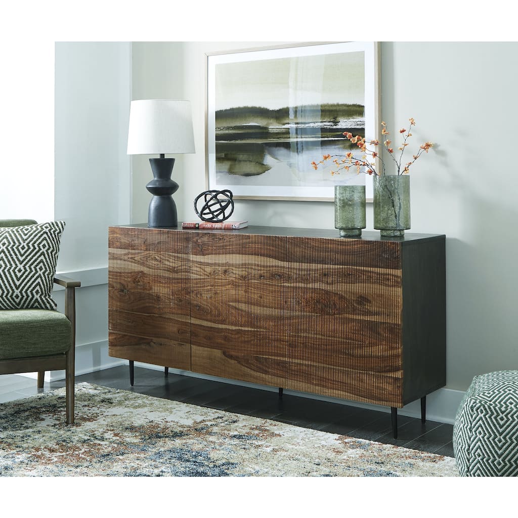 Signature Design by Ashley Darrey Natural/Brown Accent Cabinet - 64" W x 16" D x 32" H