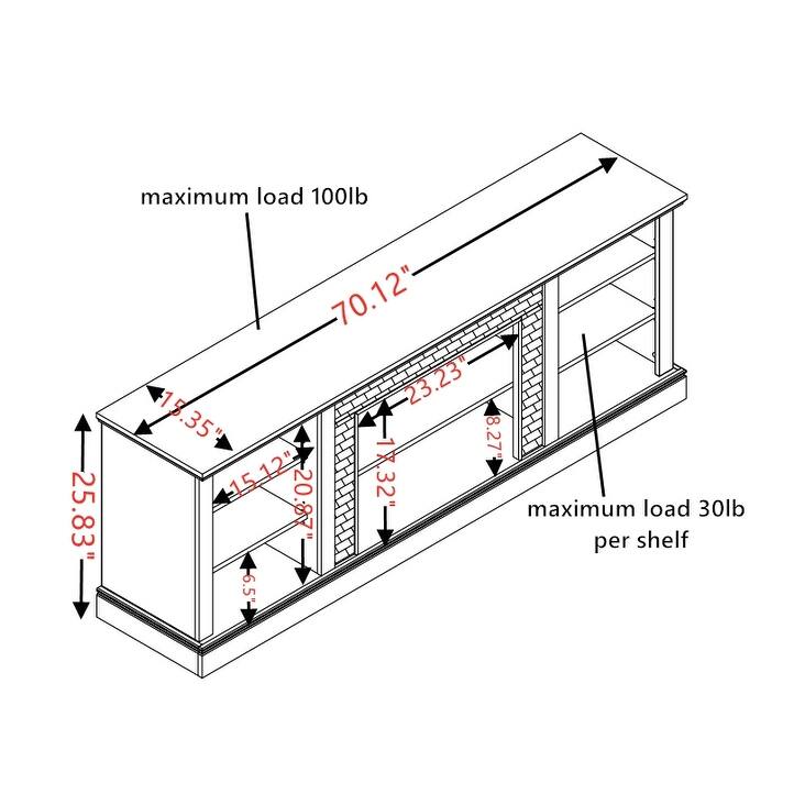Large TV Stands with Adjustable Shelves and 6 Cable Management Cutouts