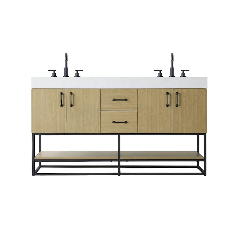 Elegant Lighting VF29260D Caroline 60" Free Standing Double Basin - Honey Brown
