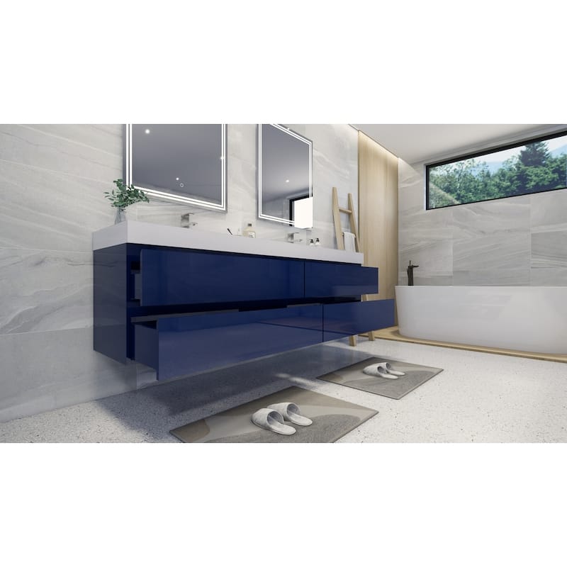 Baillie 84'' Wall-Mounted Vanity with Double Reinforced Acrylic Sink