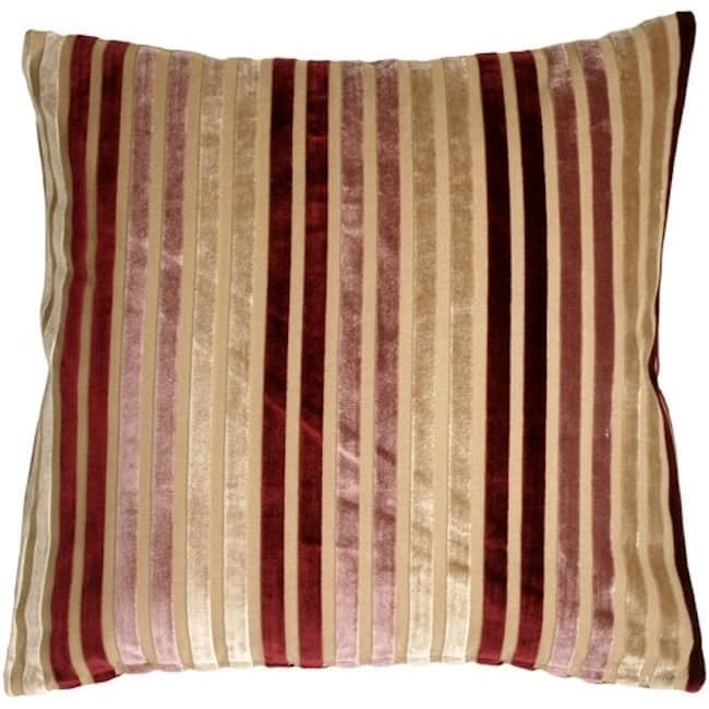Multi Stripes Velvet 20x20 Throw Pillow with Polyfill Insert, Mauve