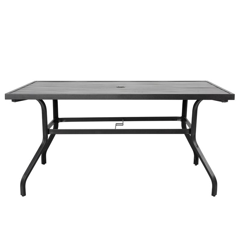 Outdoor Rectangle Powder-coated Iron Dining Table with 1.57'' Umbrella Hole