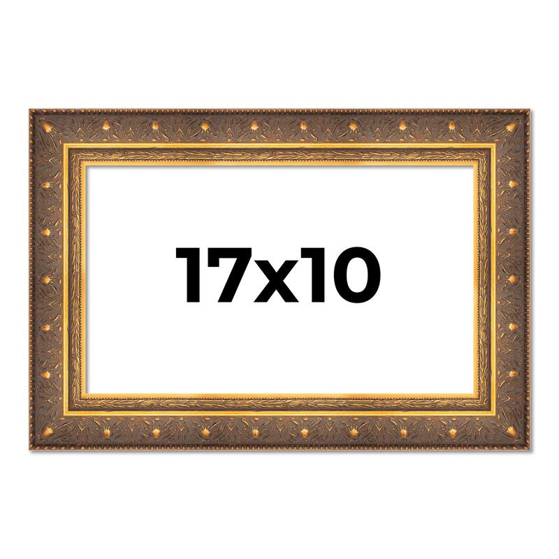 17x10 Frame Vintage Gold Solid Wood Picture Frame | 2.5 Inch Moulding