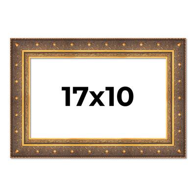 17x10 Frame Vintage Gold Solid Wood Picture Frame | 2.5 Inch Moulding