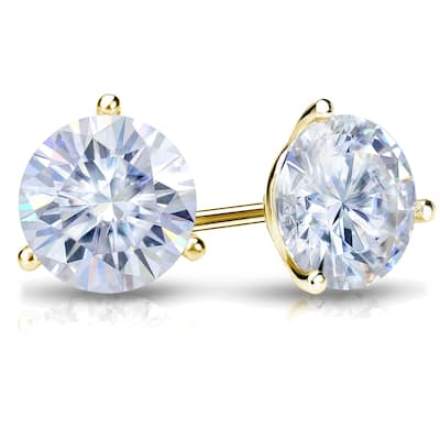 Auriya 3ctw Round Moissanite Stud Earrings 14k Gold Martini-set - 7.4 mm
