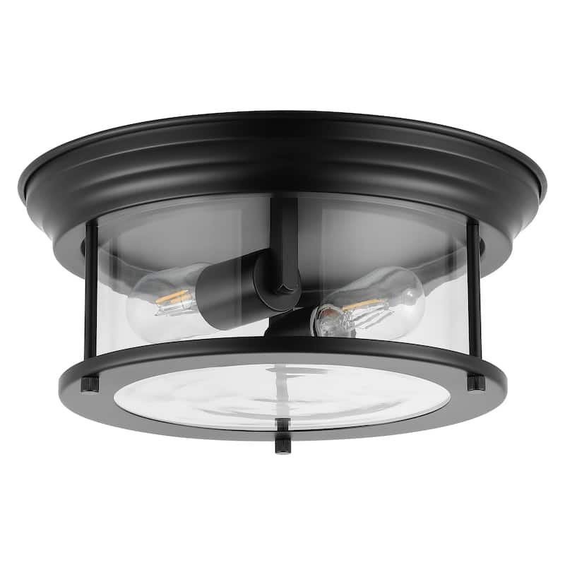 Henry 13.25" Metal/Glass LED Flush Mount, by JONATHAN Y