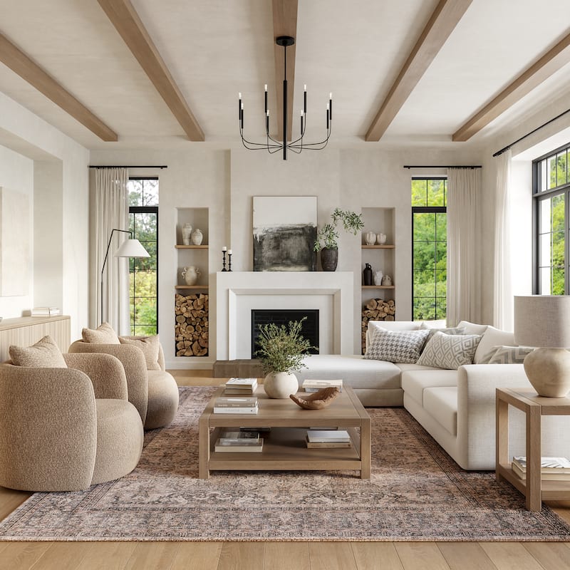Nuloom Hillstone Collection Traditional Vintage Medallion Area Rug - 7' 10" x 10' - Else Dark Beige - Rectangle