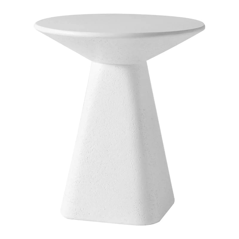 Elsie 18" Wide Circular Fiberstone Side Table with Powder-Coated Finish for Indoor/Outdoor Use - White