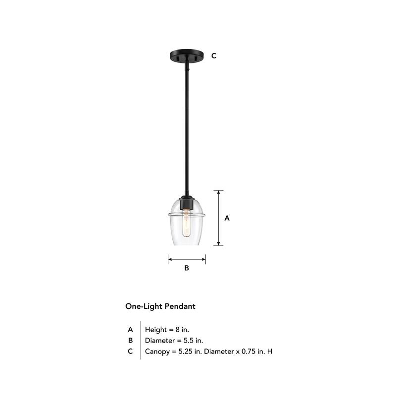 Summer Jazz 60 Watt 1-Light Matte Black Transitional Pendant Light with Clear Glass Shade - 8