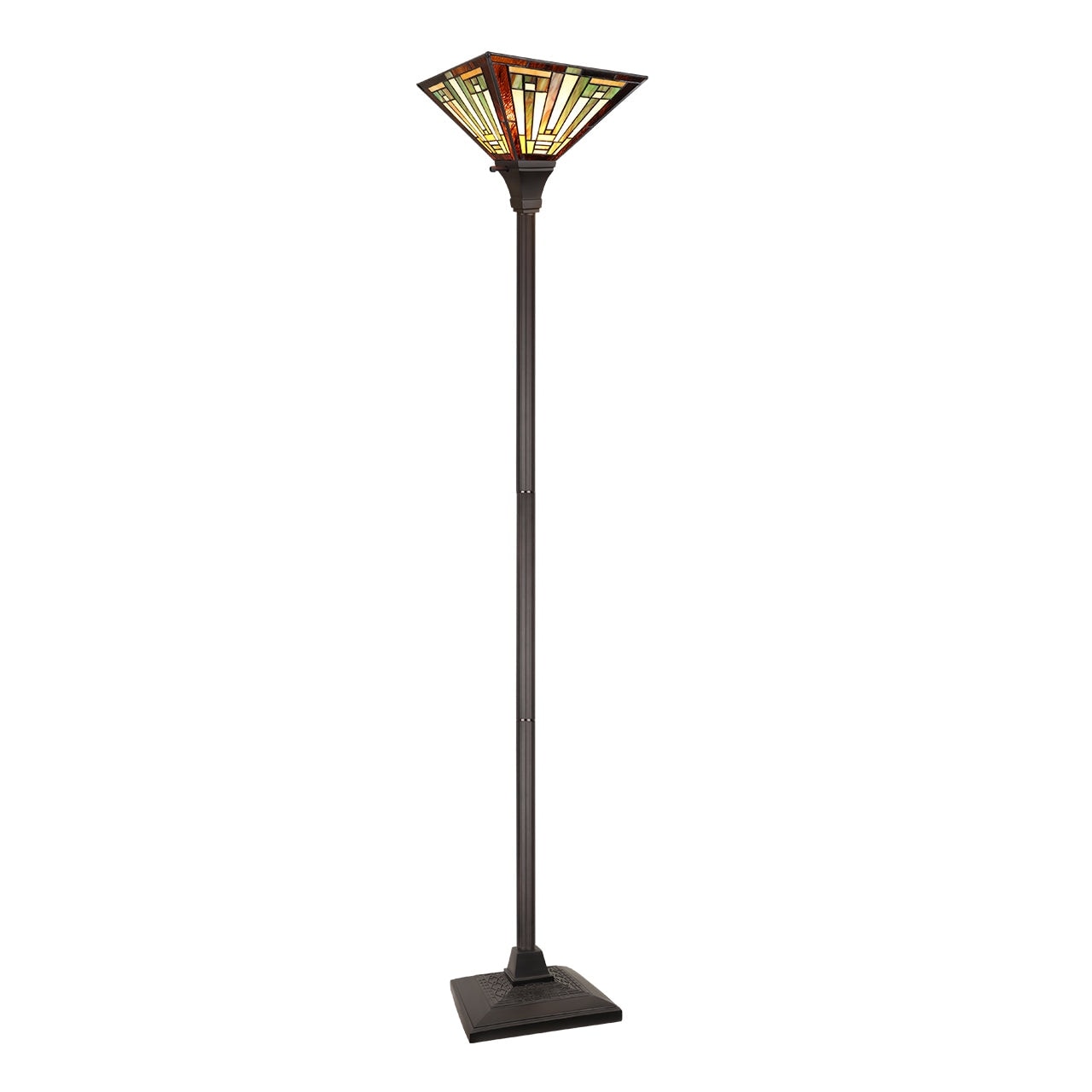 Mission Tiffany-Style 1-Light Blackish Bronze Torchiere Floor Lamp 12" Shade