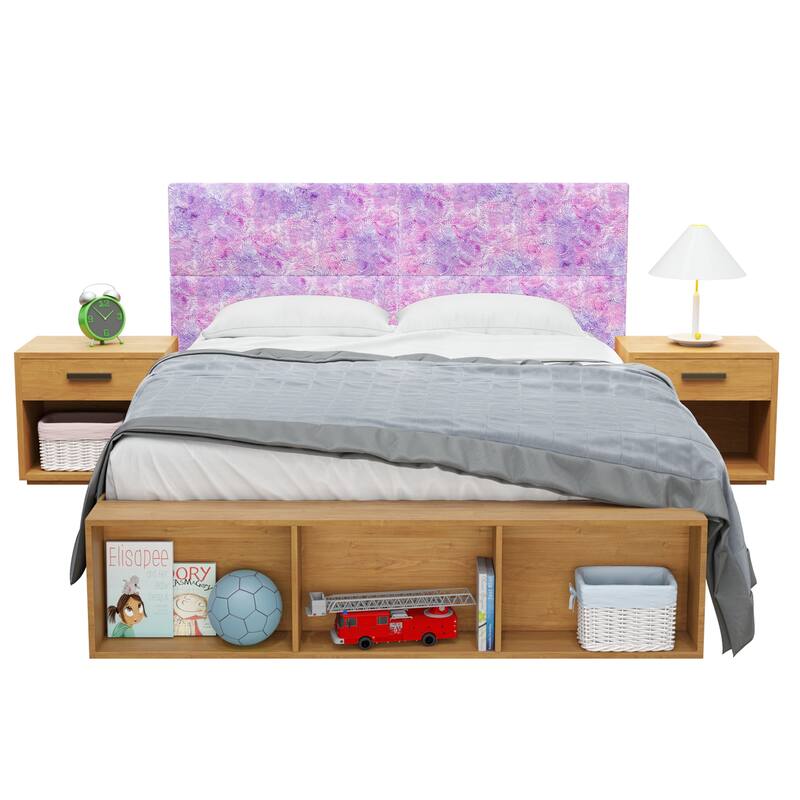 Jaxx Panelist Modern Padded Headboard - Set of 4 Fun Color Panels for Kids - Faux Fur - Unicorn Pink - Queen