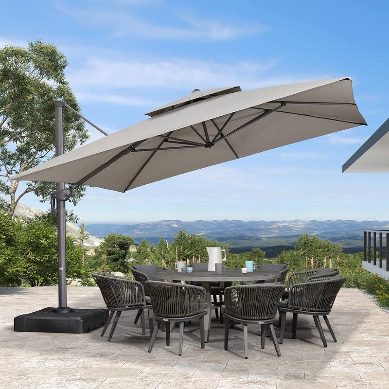 PURPLE LEAF Double Top Stylish Patio Cantilever Umbrella