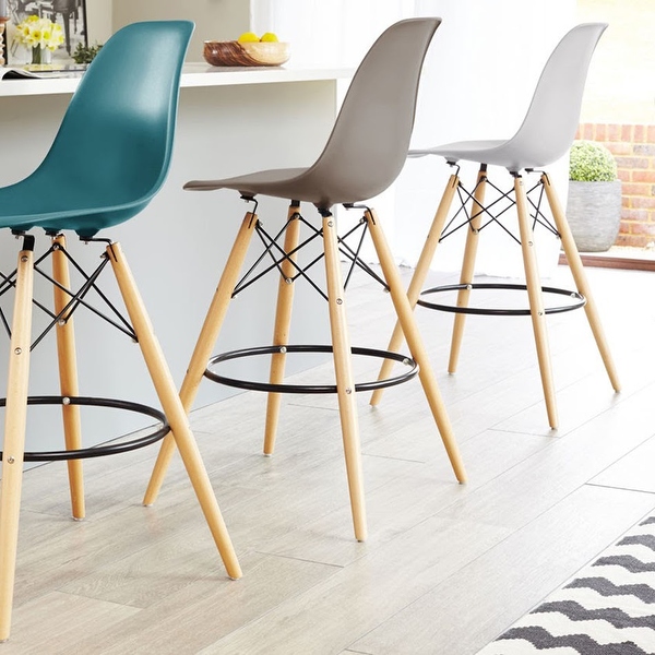 28 inch Plastic Chair DSW Taupe Grey Counter Bar Stool Set of 2