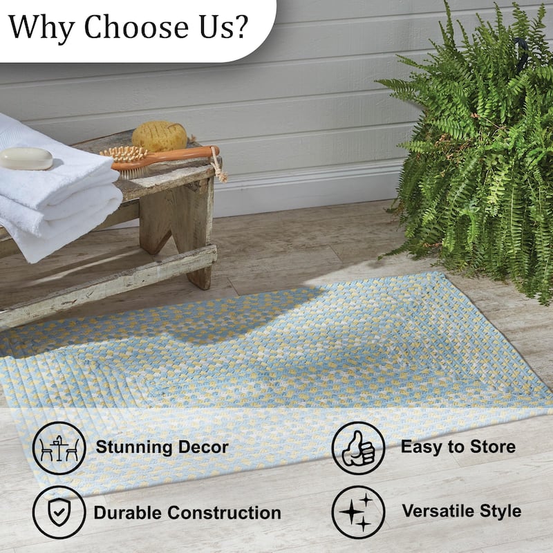 Park Designs Cozy Cottage Braided Blue Rectangle Indoor Rug 27" x 45" - 2'3"x3'9"