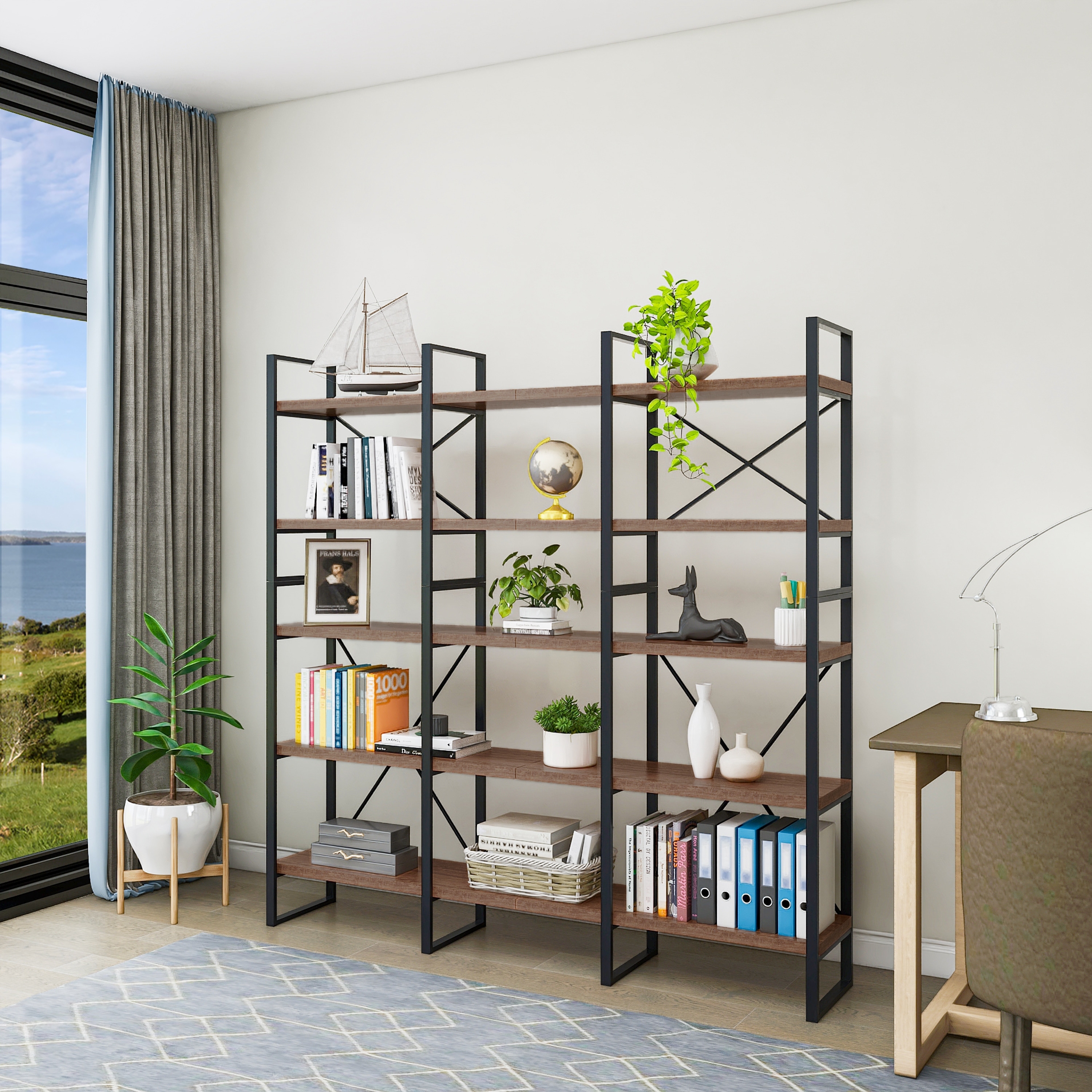 Walnut cheap etagere bookcase