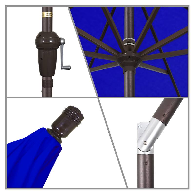 California Umbrella 11' Rd Sunset Series Patio Umbrella Bronze Aluminum Frame Crank Lift Auto Tilt Sunbrella