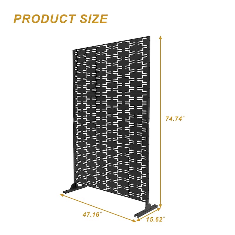 Free Standing Metal Privacy Screen Panel Decorative Outdoor Privacy Screen - 72"H x 47"W