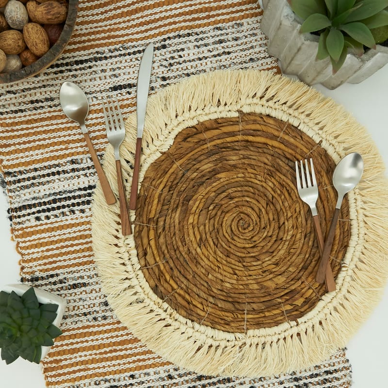 Raffia Abaca Design Table Placemats (Set of 4) - 16"
