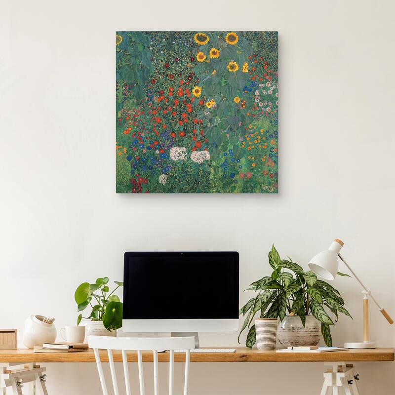Garden with Sunflowers by Gustav Klimt Canvas Art Print