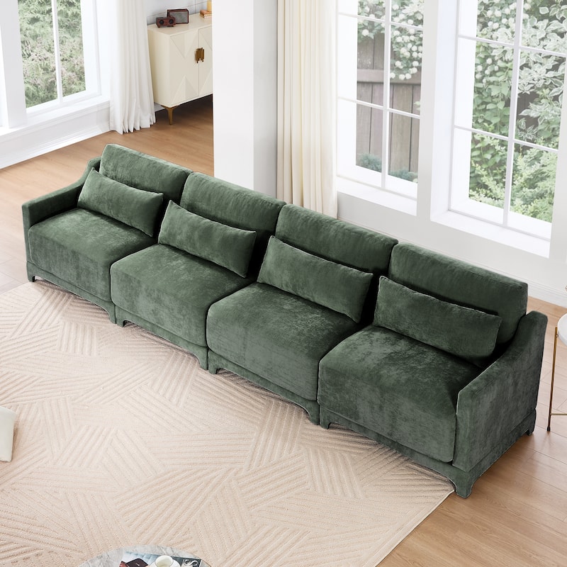 GDFStudio- Marigold Chenille Fabric Four-Seater Sofa