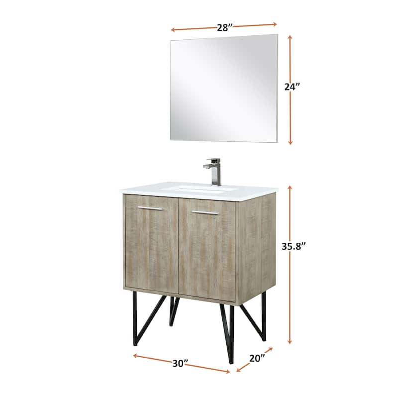 Lancy 24 in W x 20 in D Rustic Acacia Bath Vanity, Cultured Marble Top and 18 in Mirror