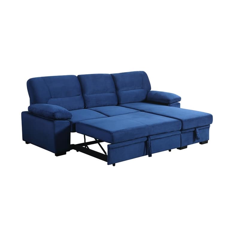 Kipling Velvet Reversible Sleeper Sectional Sofa Chaise