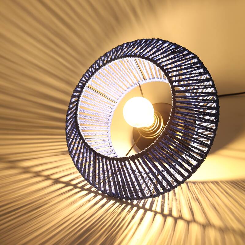Modern Farmhouse Style Hand-Woven Rattan Semi Flush Mounts Light Fixture for Kitchen Living Room