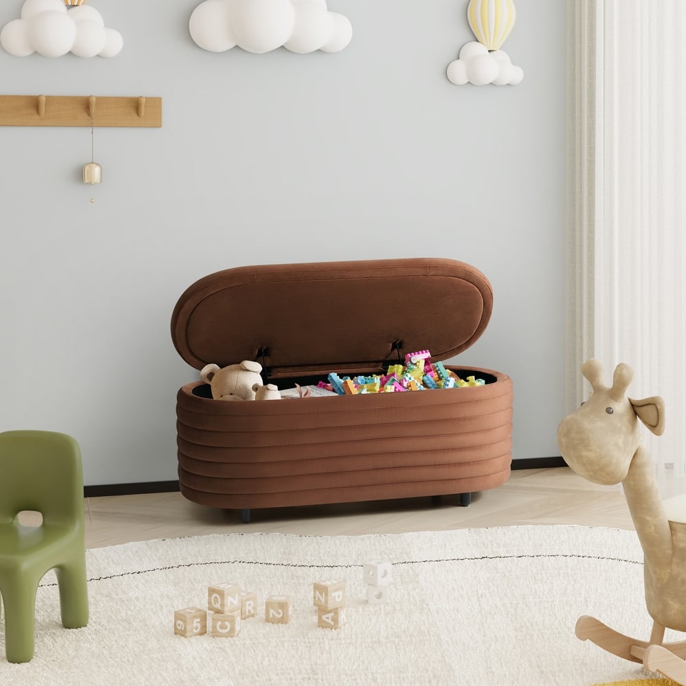 Farrah Velvet Polyester Flip Top Storage Ottoman - 42"