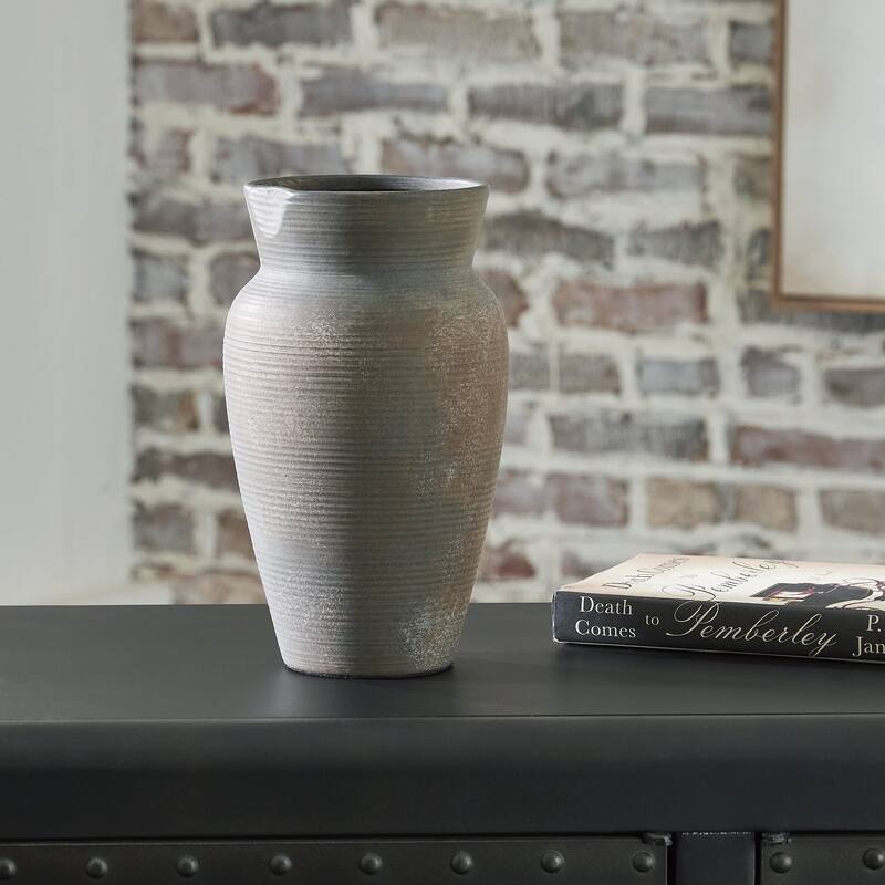 Signature Design by Ashley Brickmen Gray/Tan Vase - 6" W x 6" D x 10" H