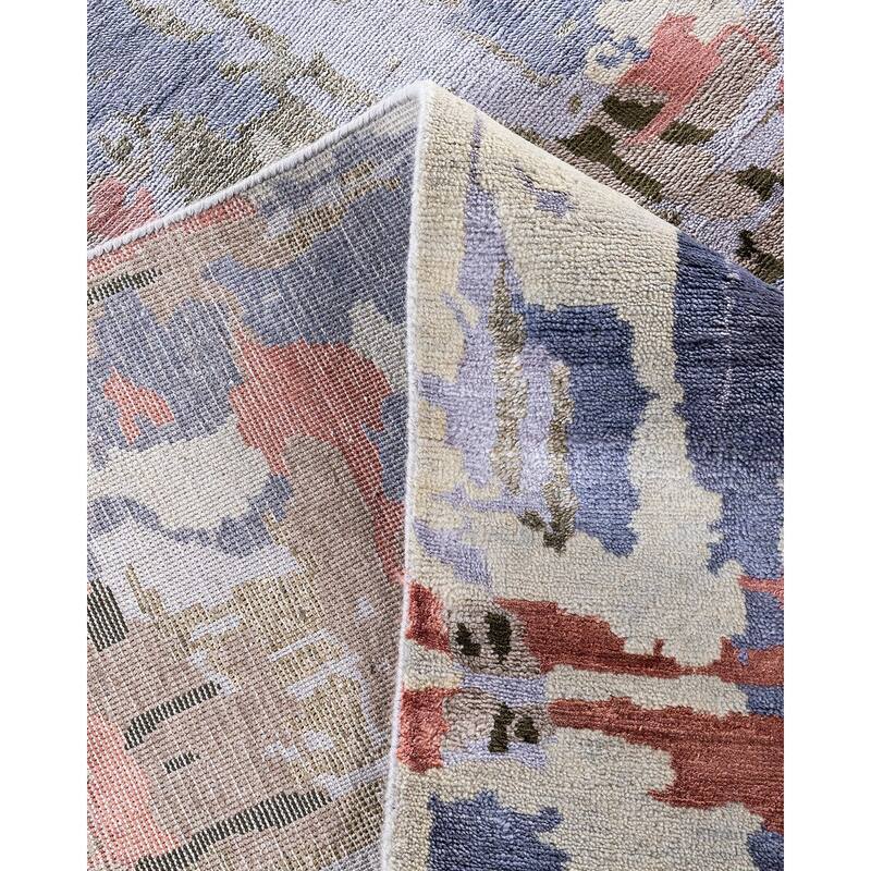 Ikat One-of-a-Kind Hand-Knotted Area Rug, Purple - 9' 2" x 12' 3"