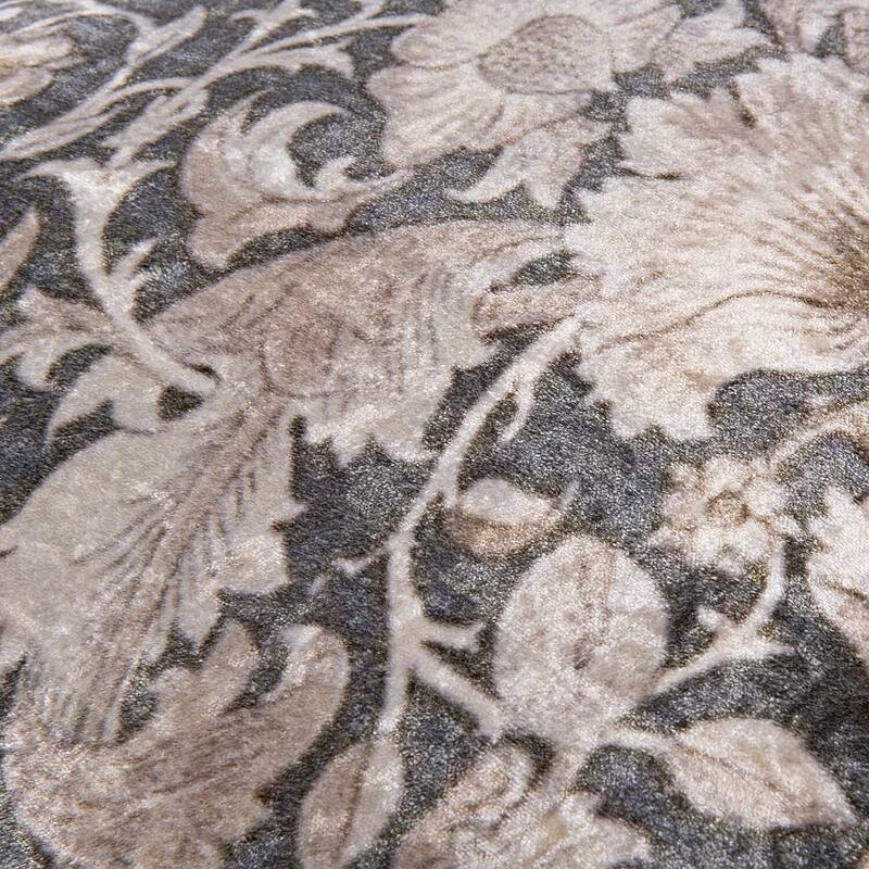 Baroque Leaf Velvet Embroidered Square Decorative Throw Pillow