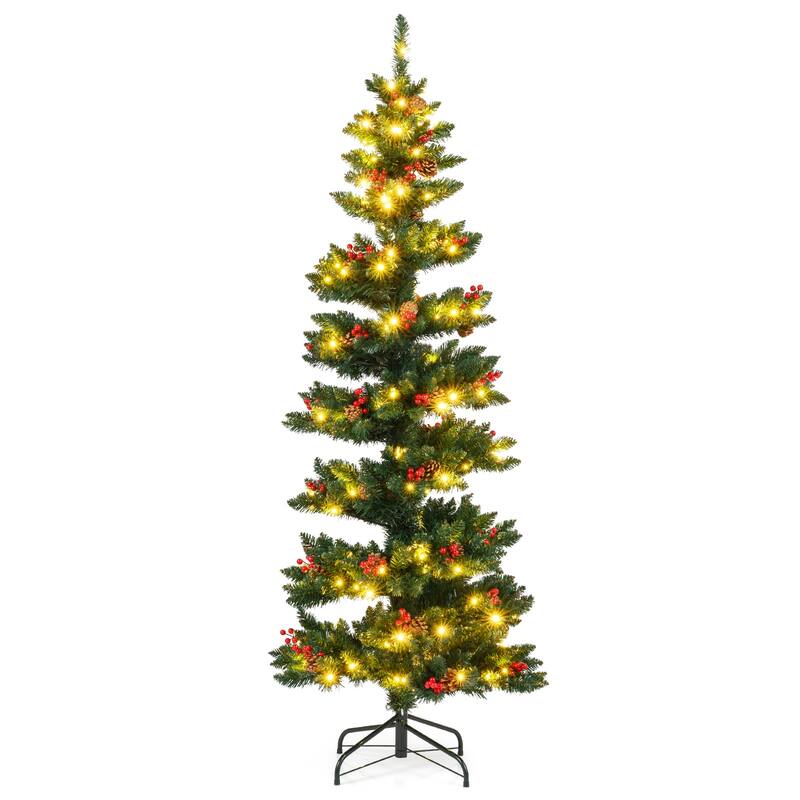 Gymax Pre-Lit Artificial Christmas Tree w/ 791 Branch Tips Warm White - 6 Foot