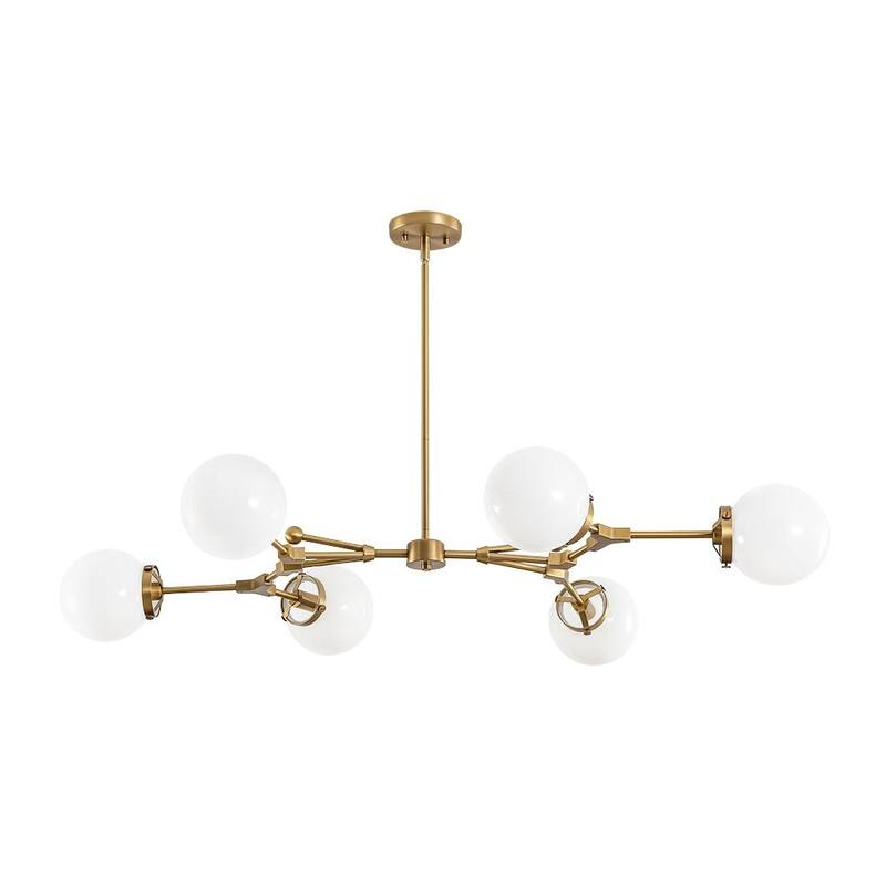 Mid-century Opal Glass Sputnik 6-Light Linear Chandelier - 47.2 in