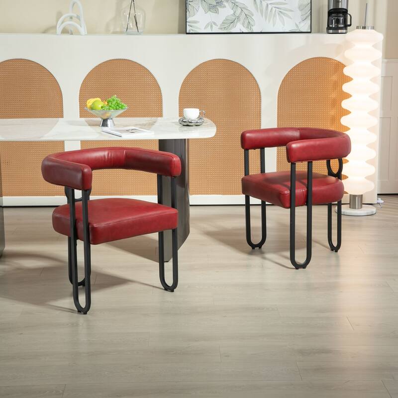 Mid Century Style Dining Chair Set of 2 - Wine Red